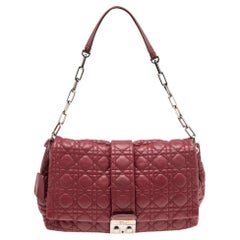 Dior Red Cannage Leather Large New Lock Flap Shoulder Bag