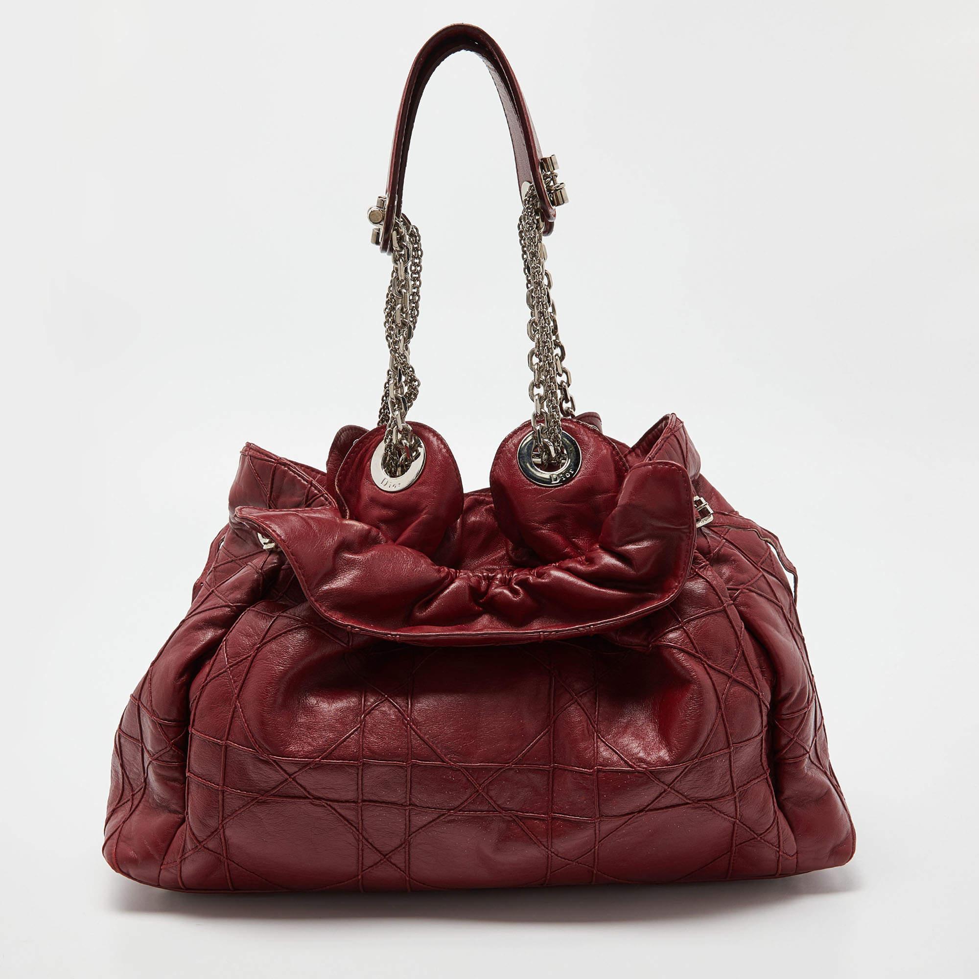 Brown Dior Red Cannage Leather Le Trente Hobo