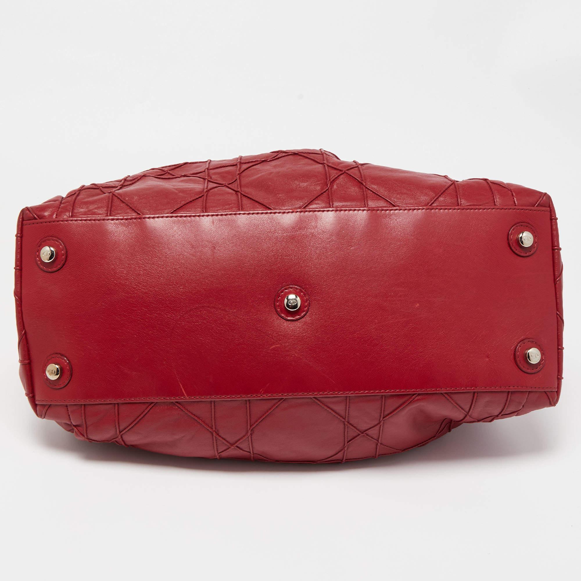 Women's Dior Red Cannage Leather Le Trente Hobo