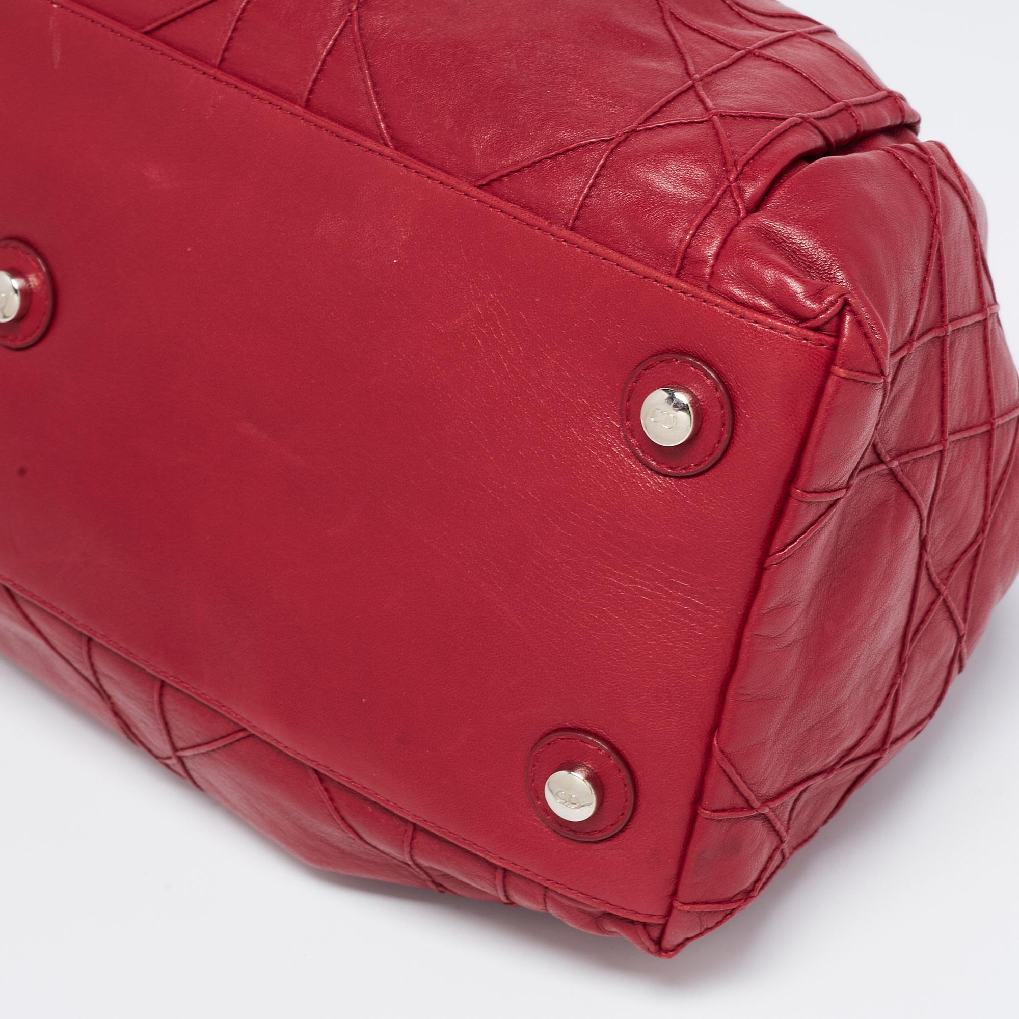 Women's Dior Red Cannage Leather Le Trente Hobo