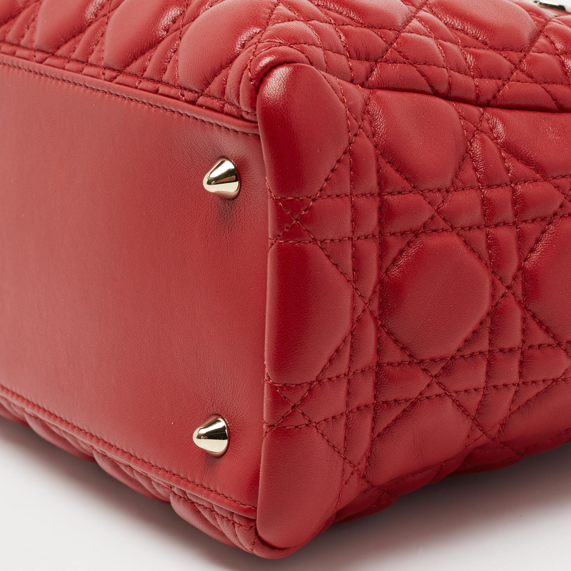 medium lady dior bag red