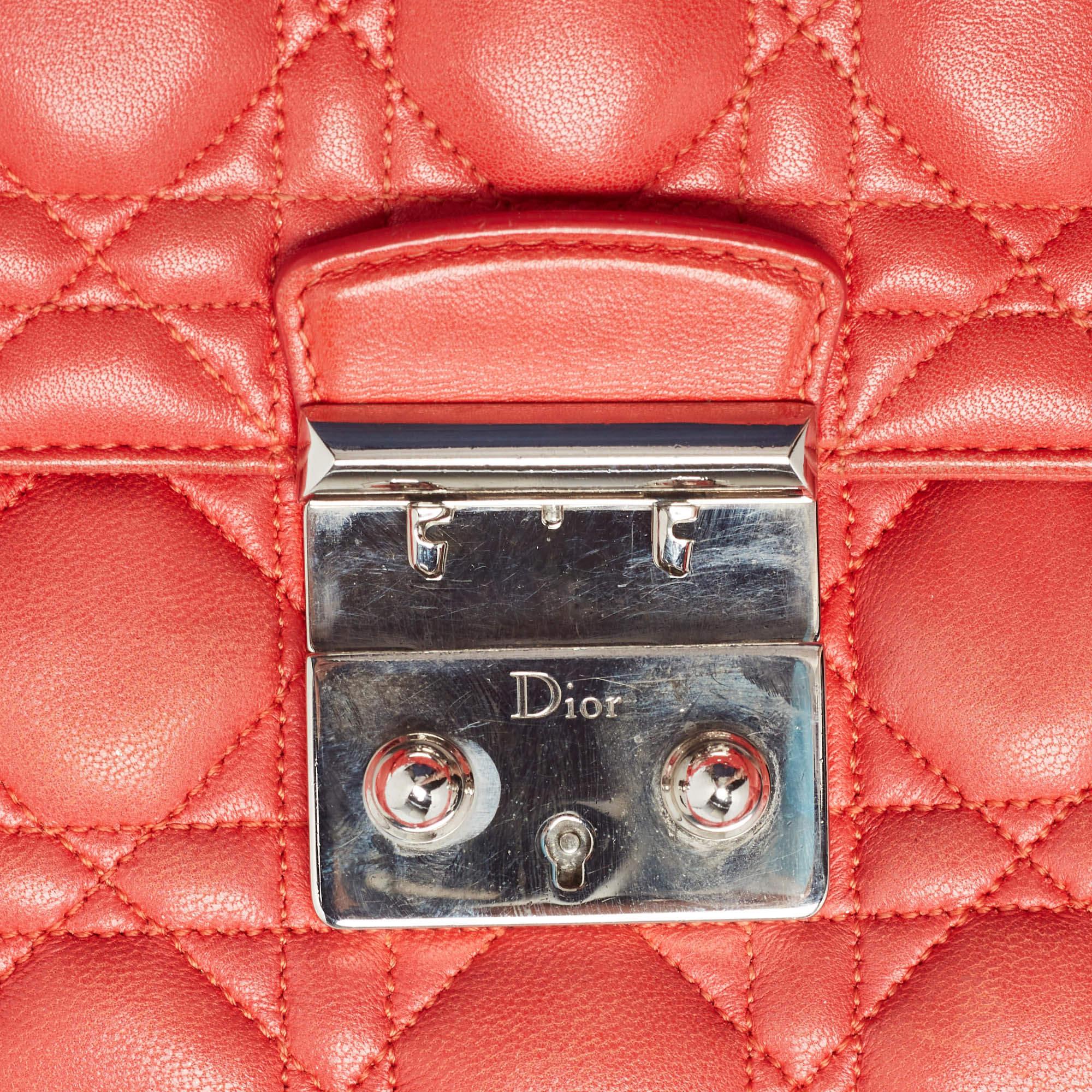Women's Dior Red Cannage Leather Medium Miss Dior Flap Bag