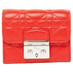 Dior Red Cannage Leather Miss Dior Compact Wallet