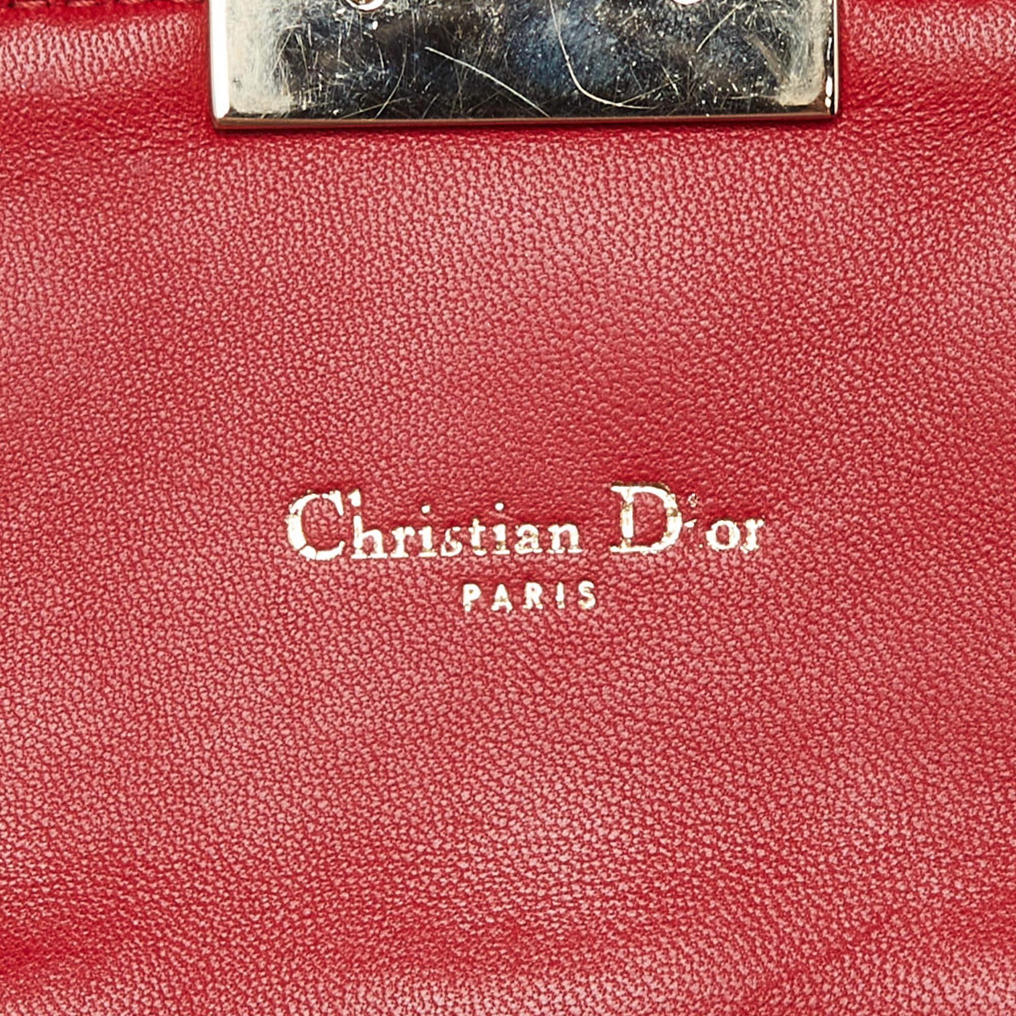 Dior Red Cannage Leather Miss Dior Promenade Chain Clutch For Sale 6