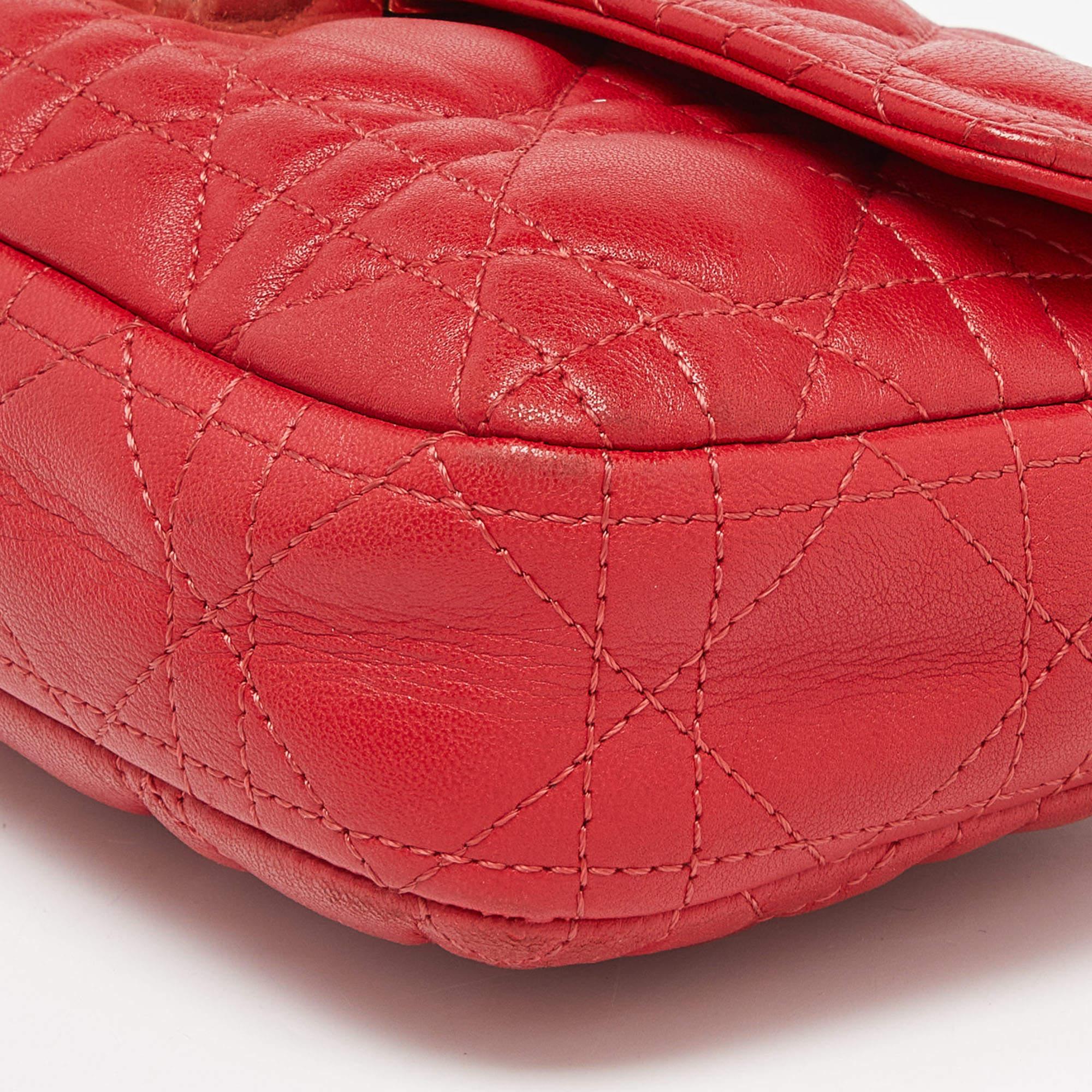 Dior Red Cannage Leather Miss Dior Promenade Chain Clutch 7