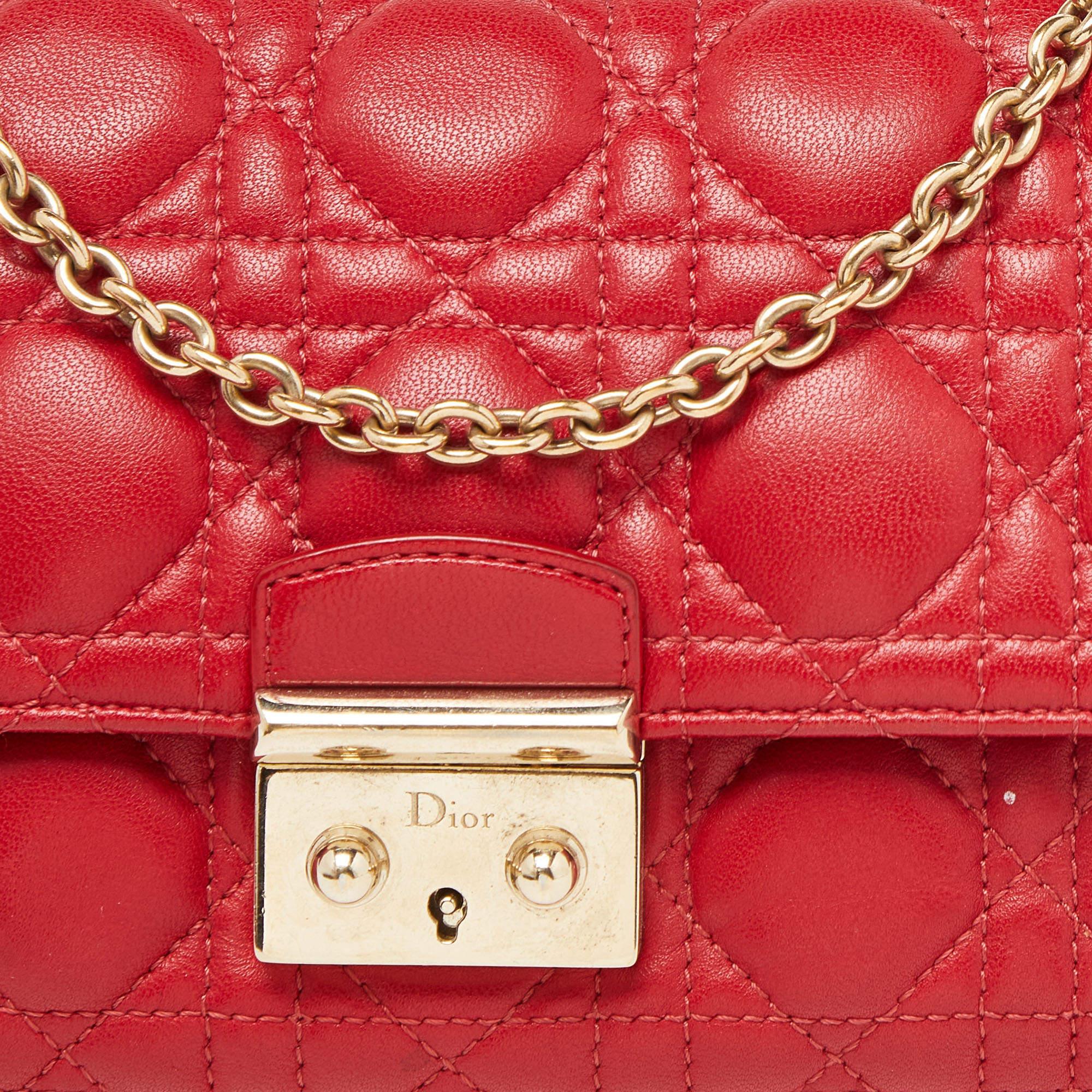 Dior Red Cannage Leather Miss Dior Promenade Chain Clutch 5