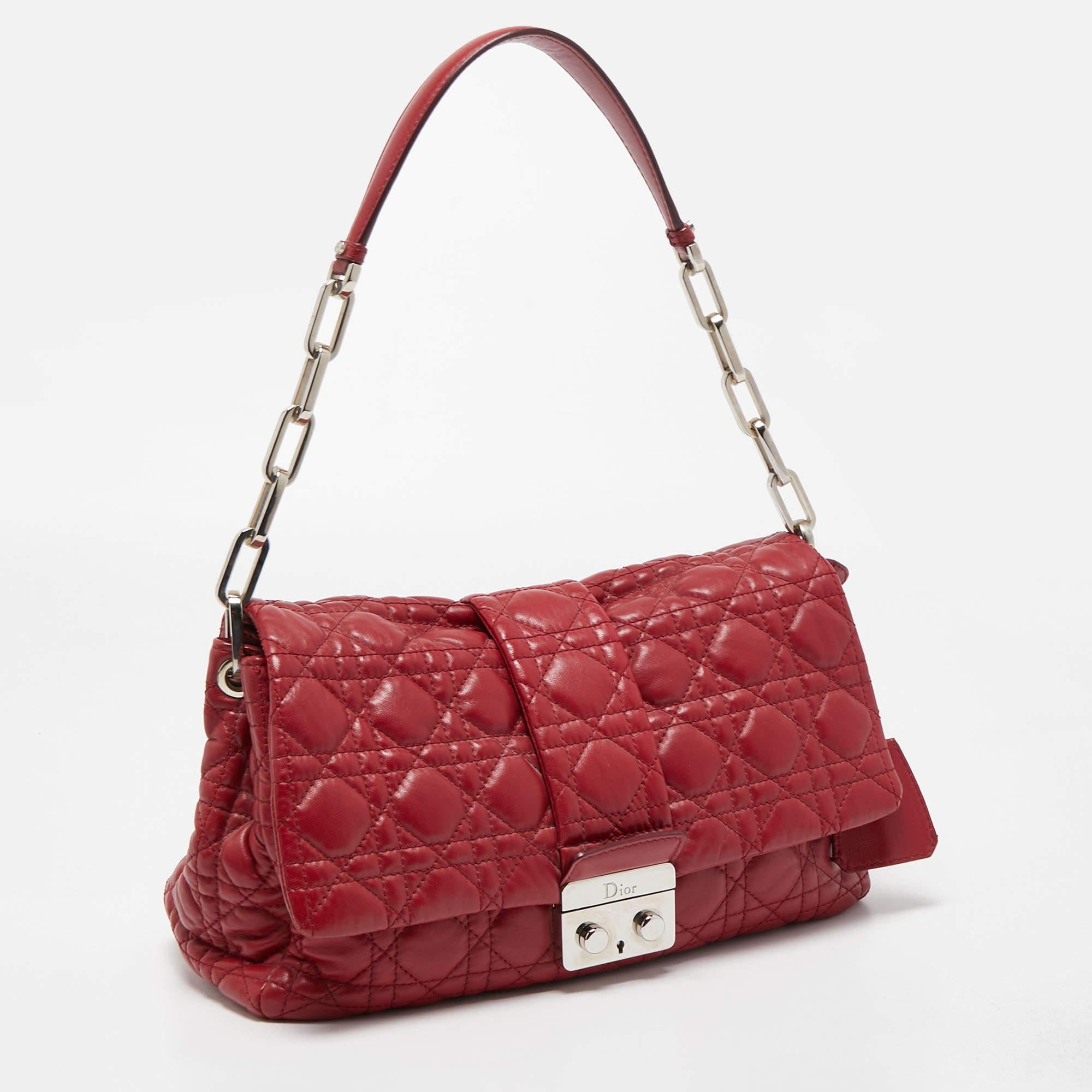 Dior Red Cannage Leather Miss Dior Shoulder Bag In Good Condition In Dubai, Al Qouz 2