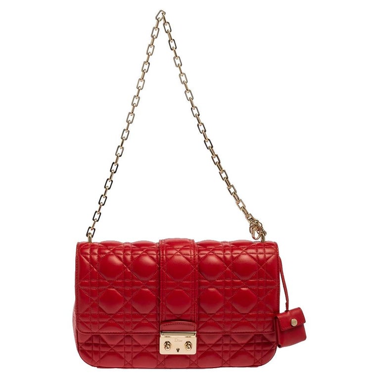 Dior Red Cannage Leather Miss Dior Shoulder Bag at 1stDibs