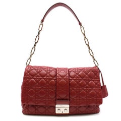 Dior Red Cannage Leather New Lock Flap Bag