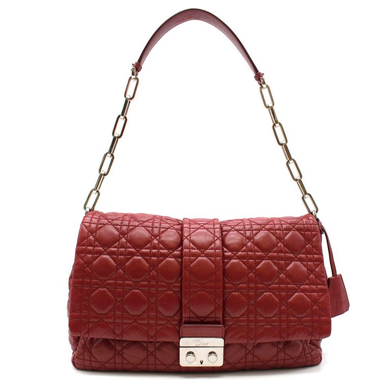 Dior Red Cannage Leather New Lock Flap Bag at 1stDibs