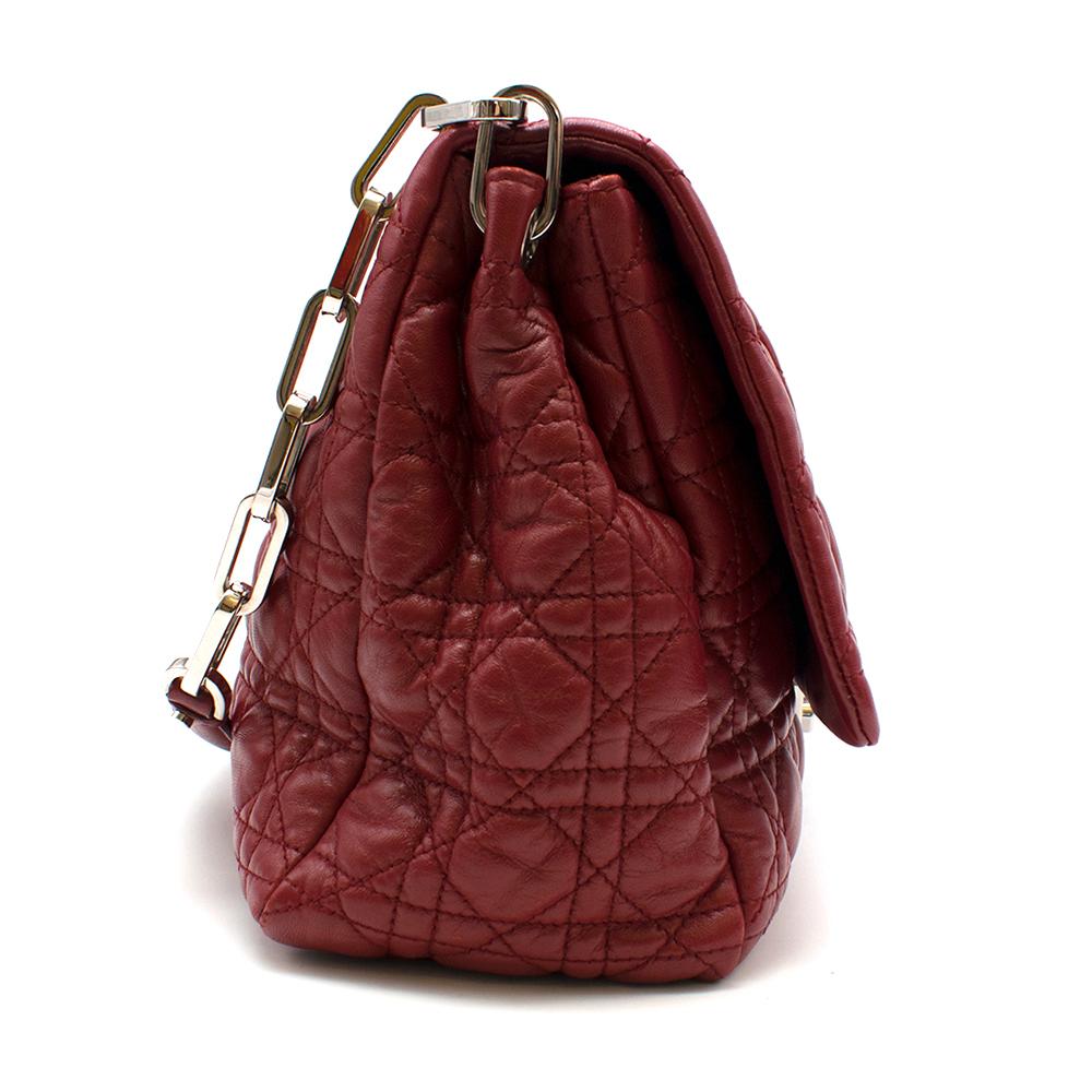 Brown Dior Red Cannage Leather New Lock Flap Bag