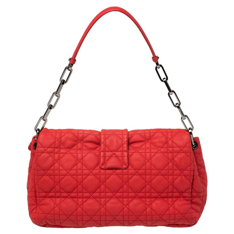 Dior Red Cannage Leather New Lock Flap Bag at 1stDibs
