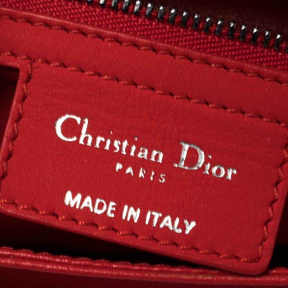Dior Red Cannage Leather New Lock Flap Bag 2