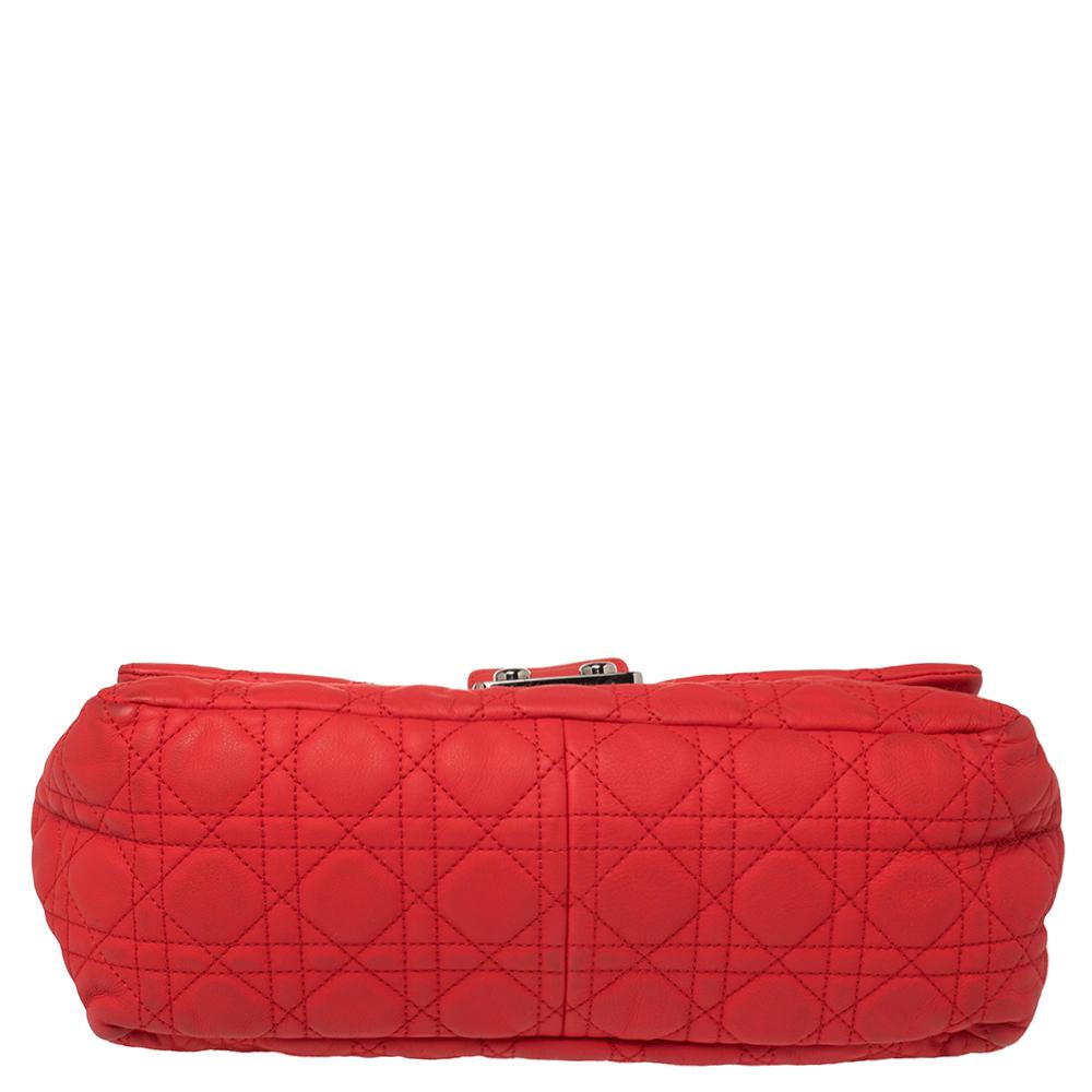 Dior Red Cannage Leather New Lock Flap Bag 3