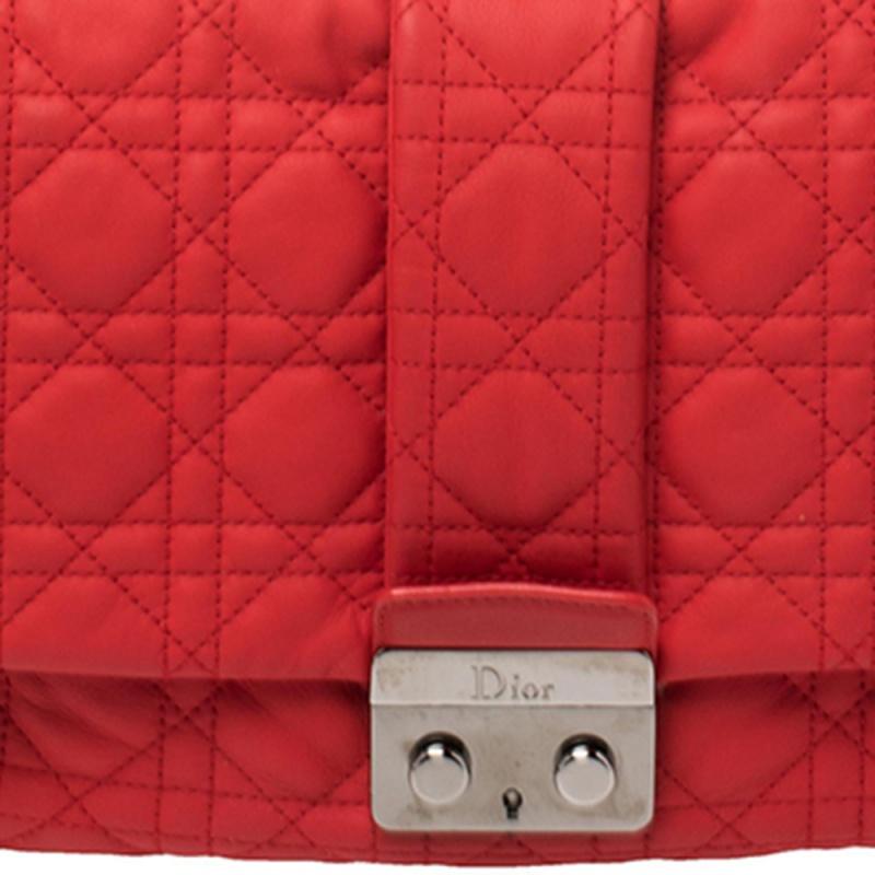 Dior Red Cannage Leather New Lock Flap Bag 4