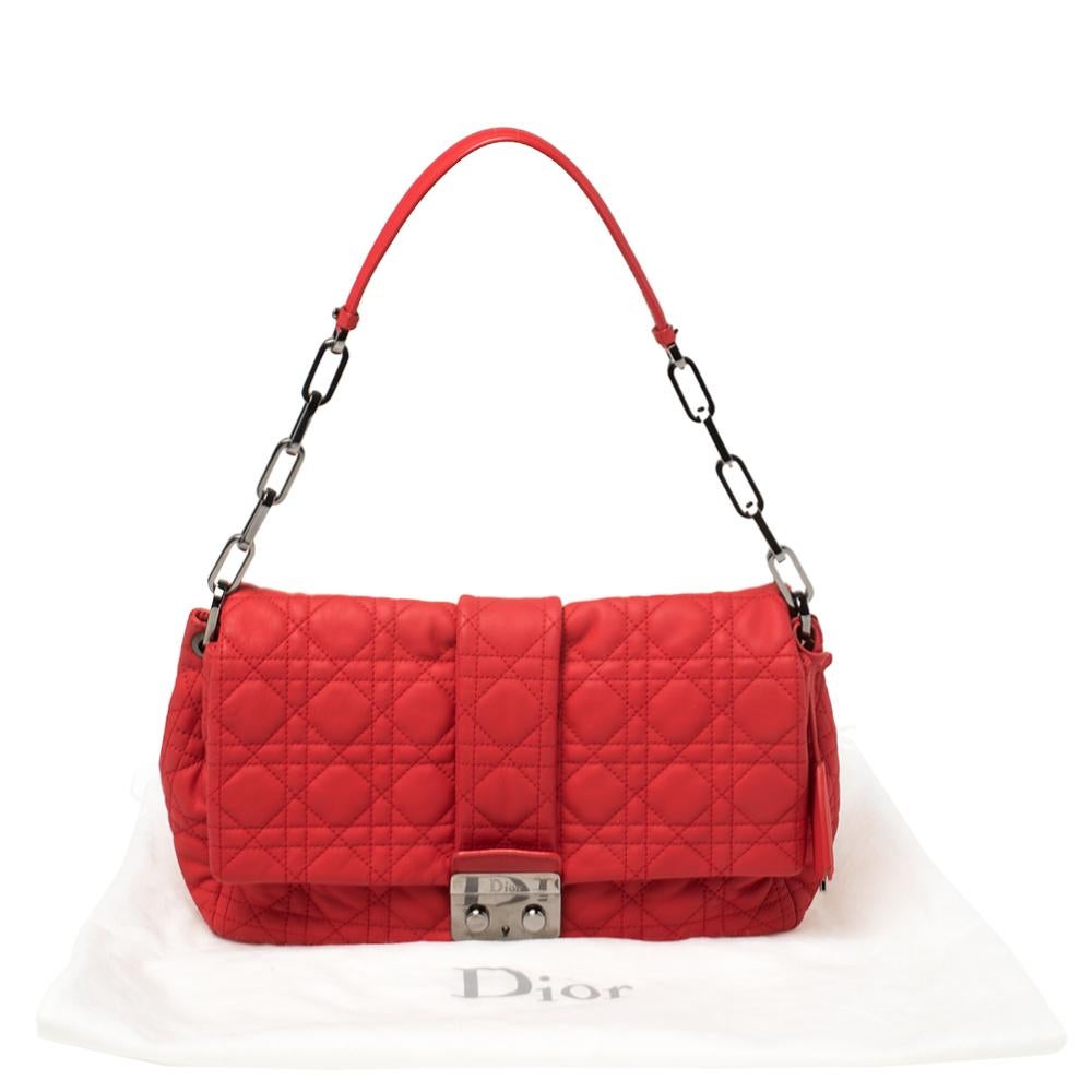 Dior Red Cannage Leather New Lock Flap Bag 5