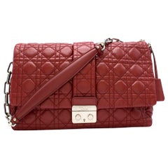 Dior Red Cannage Leather New Lock Flap Bag
