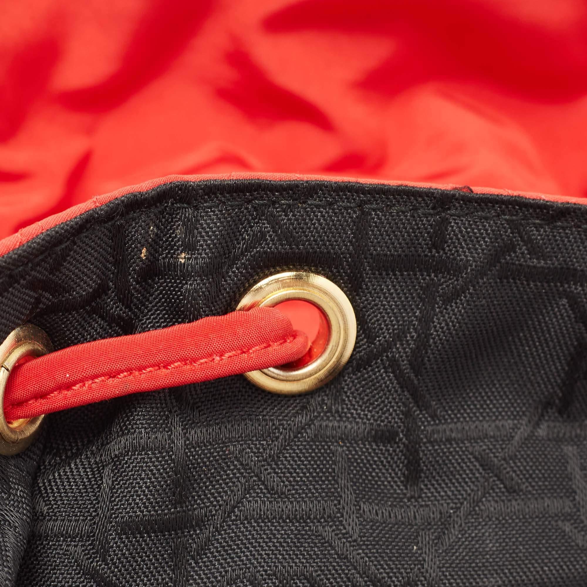 Dior Red Cannage Nylon Mini Drawstring Backpack 7