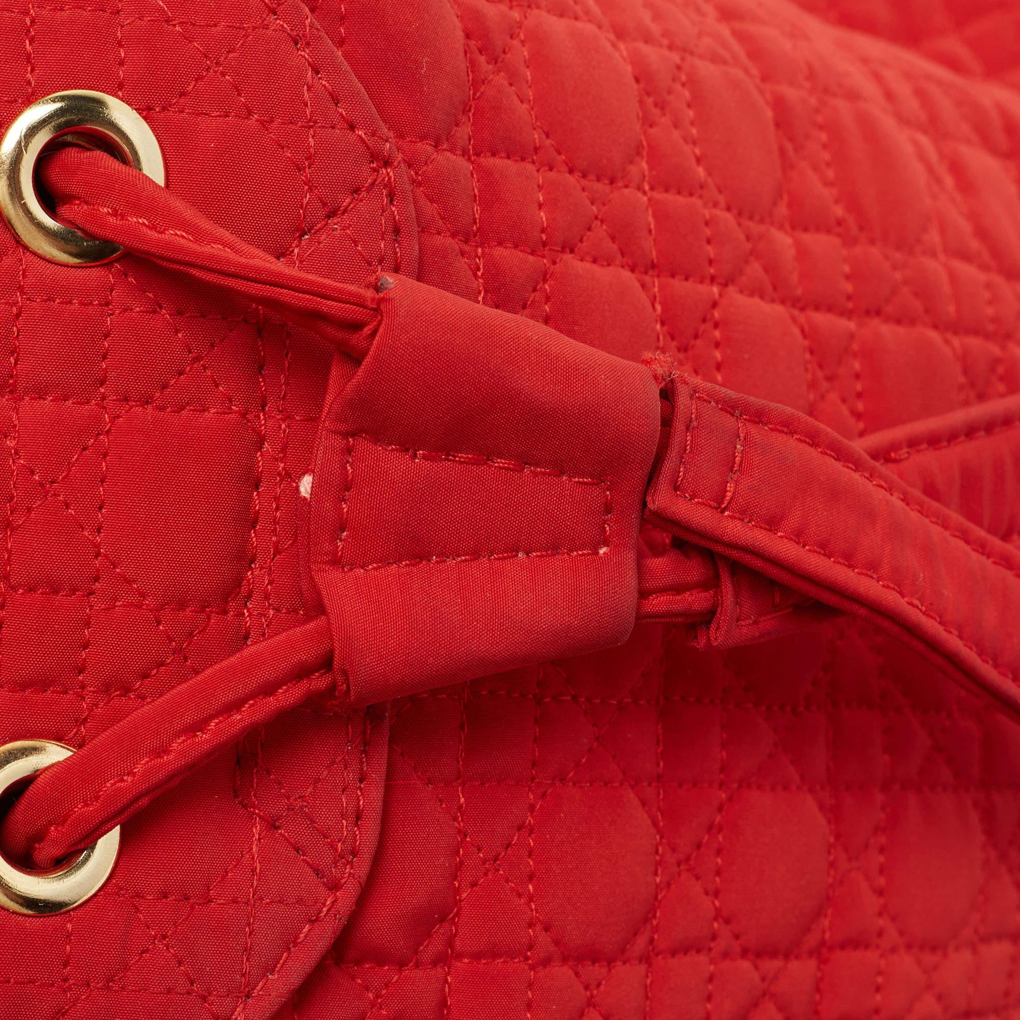 Dior Red Cannage Nylon Mini Drawstring Backpack 8