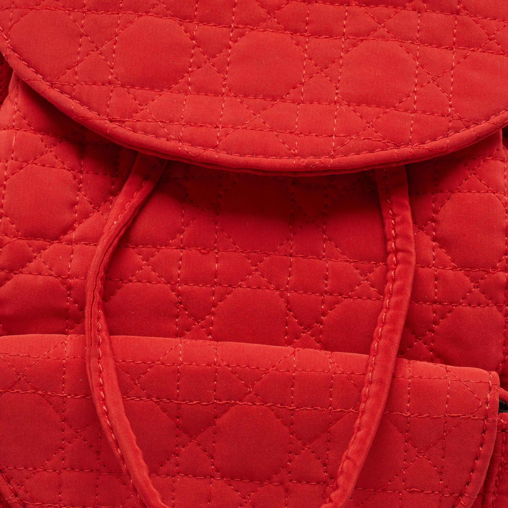 Dior Red Cannage Nylon Mini Drawstring Backpack 10