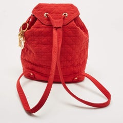 Dior Red Cannage Nylon Mini Drawstring Backpack
