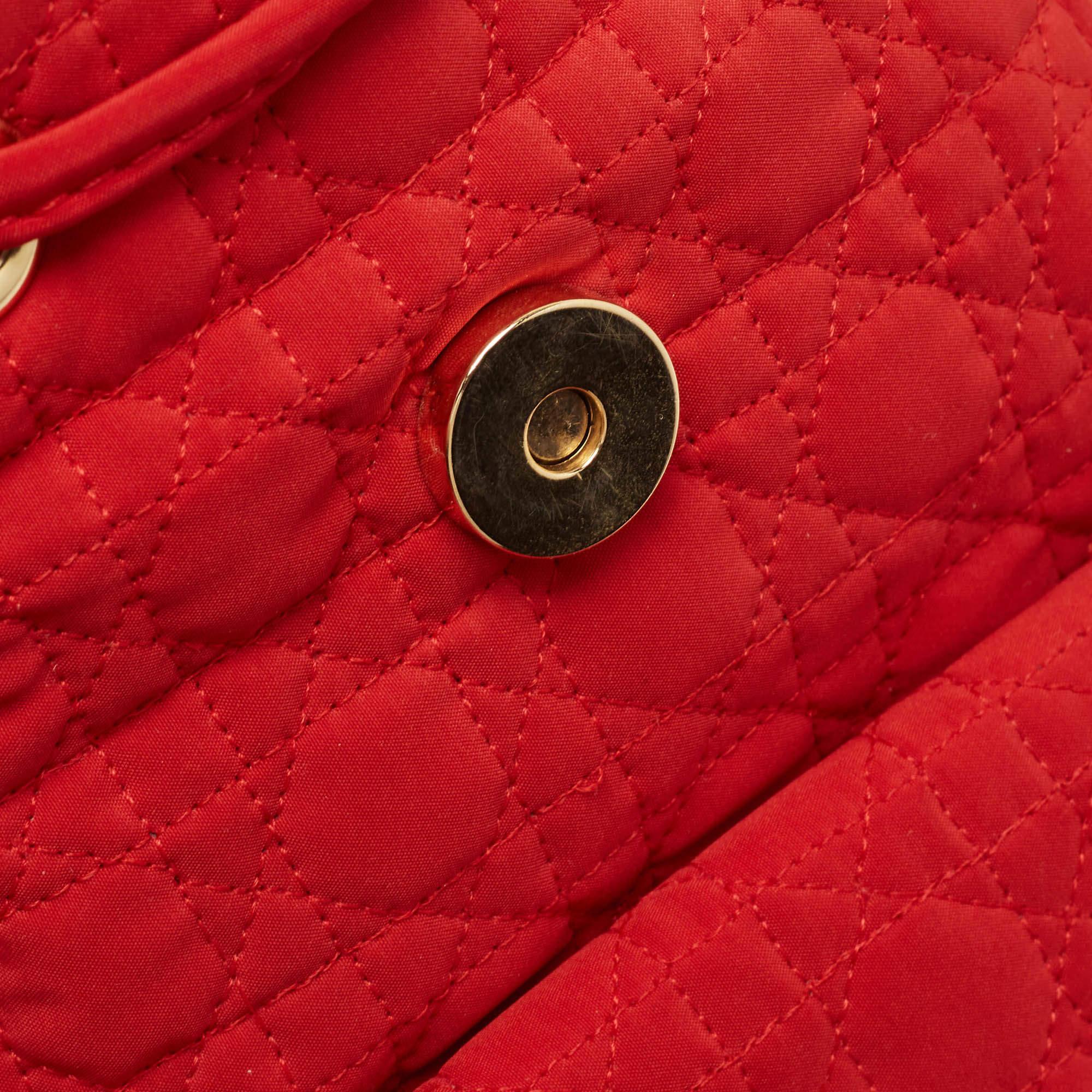 Dior Red Cannage Nylon Mini Drawstring Backpack 3