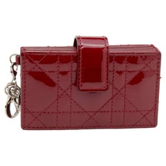 Dior Red Cannage Patent Leather Lady Dior 5 Gusset Card Holder