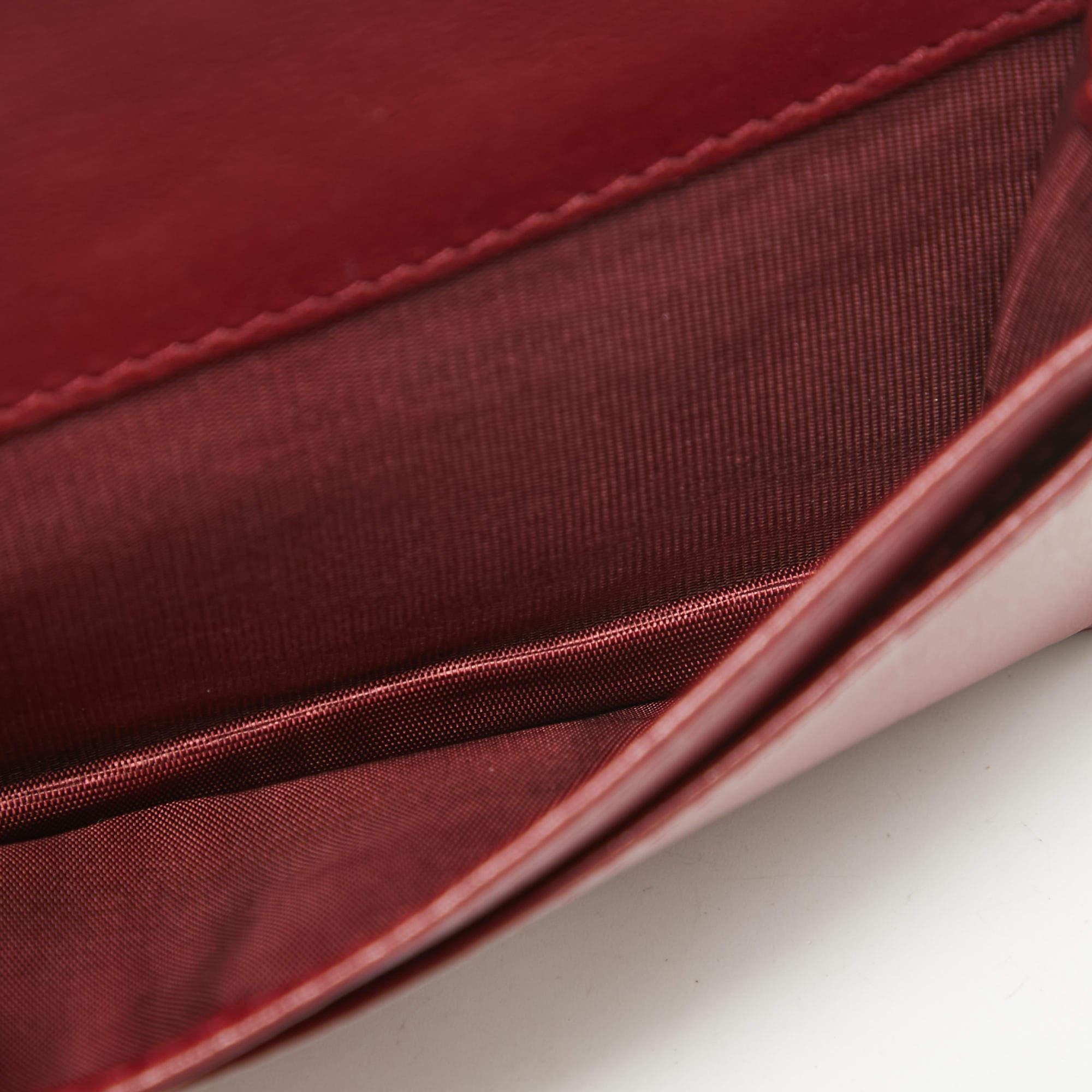 Brown Dior Red Cannage Patent Leather Lady Dior Flap Card Holder