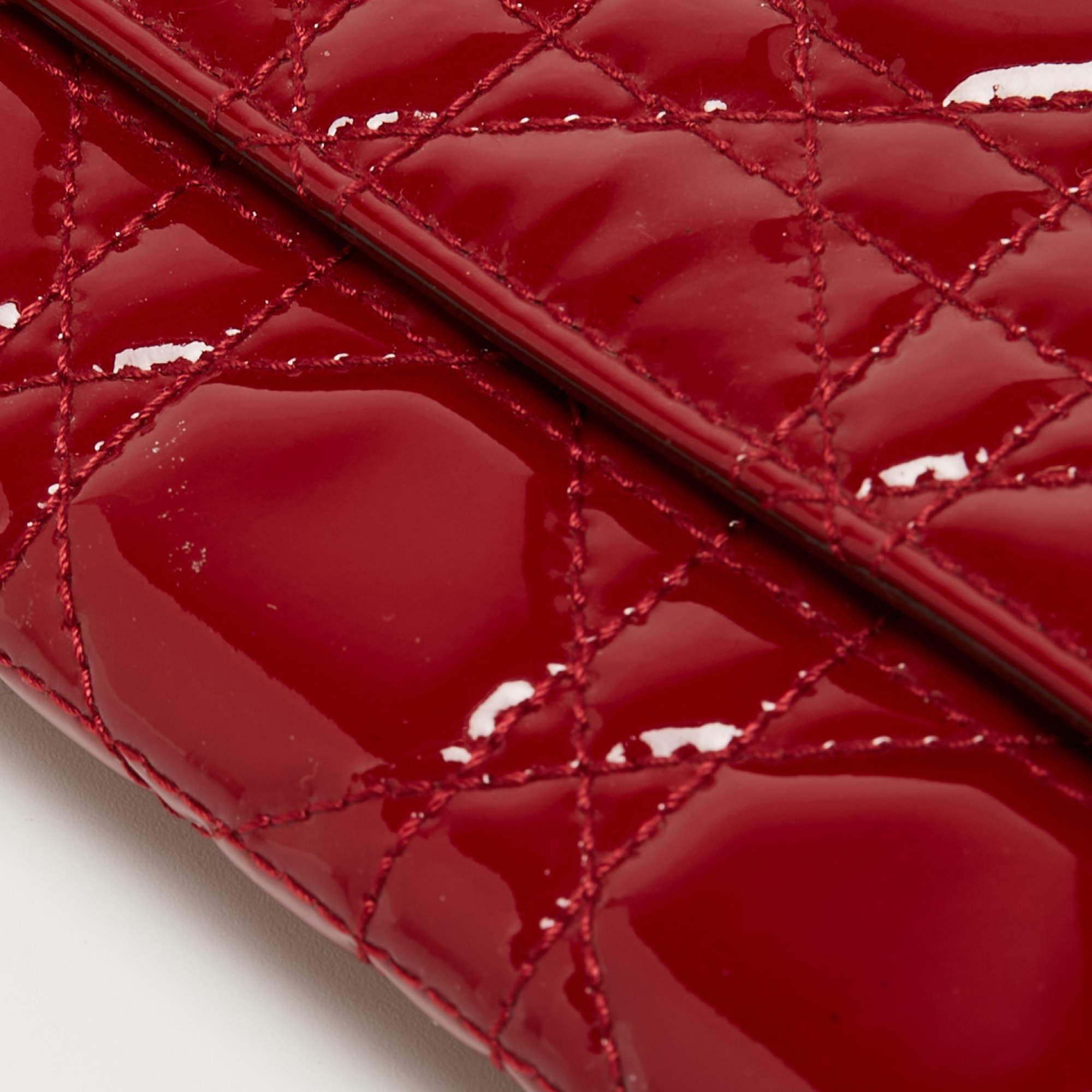 Dior Red Cannage Patent Leather Lady Dior Flap Wallet 9