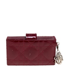 Dior Red Cannage Patent Leather Lady Dior Gusset Card Case