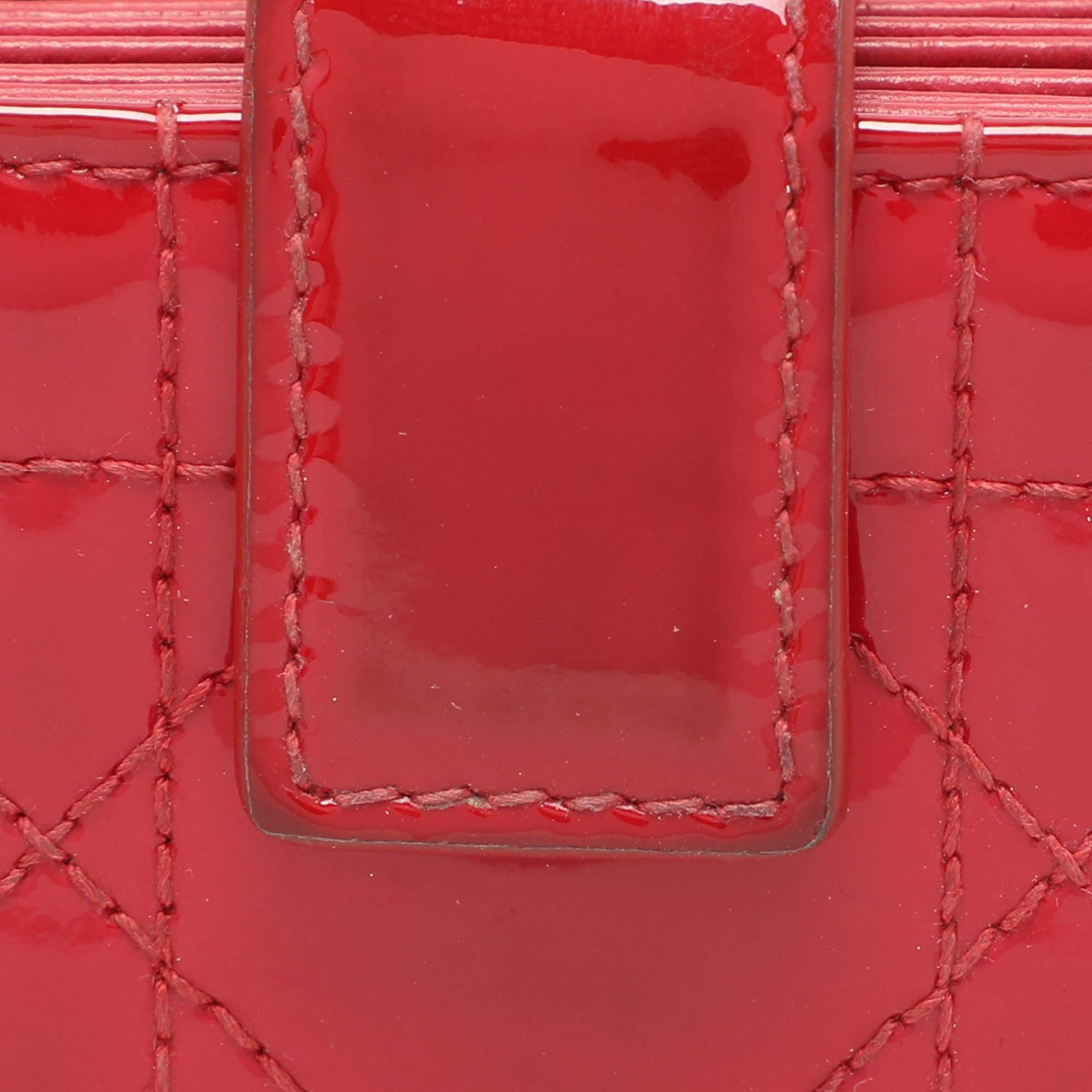 Dior Red Cannage Patent Leather Lady Dior Gusset Card Case 1