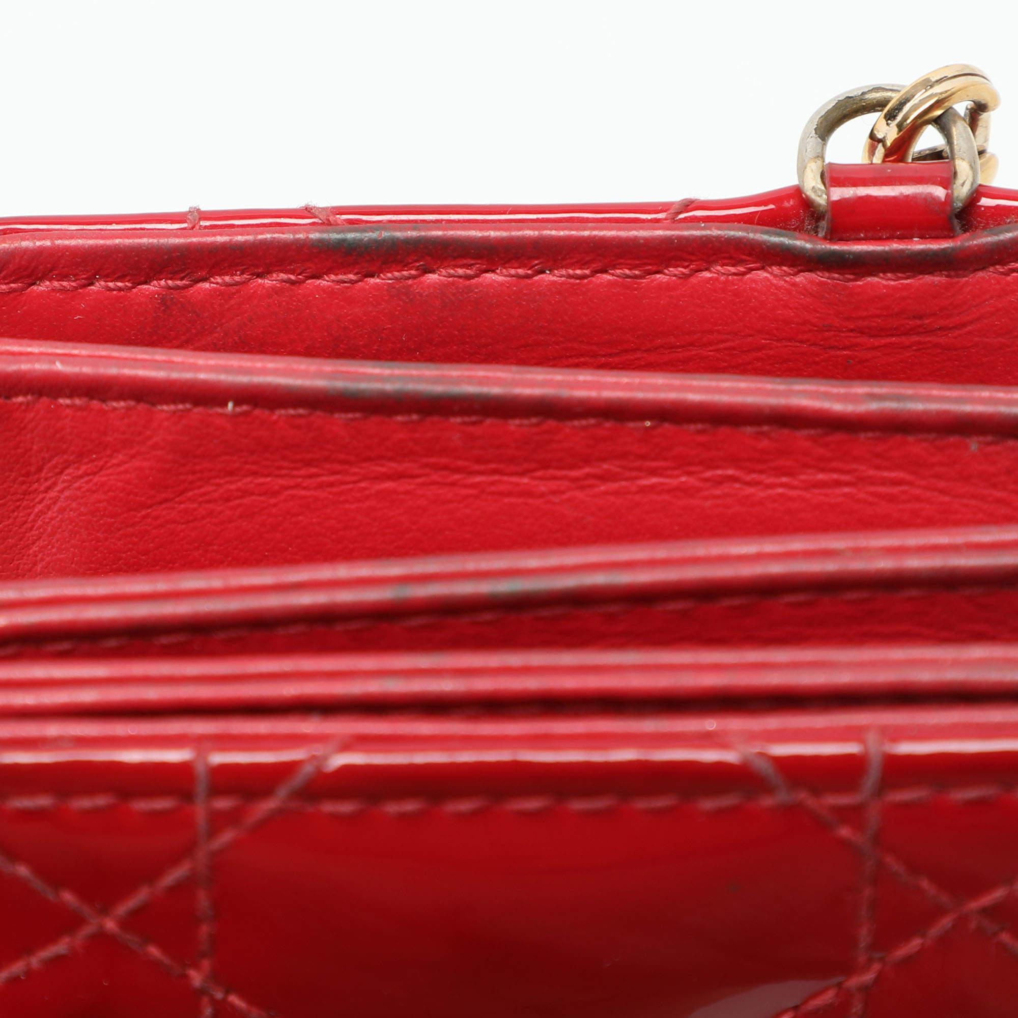 Dior Red Cannage Patent Leather Lady Dior Gusset Card Case 3