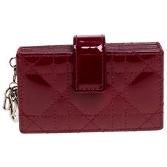 Dior Rotes Cannage Lackleder Lady Dior Gusset Kartenetui