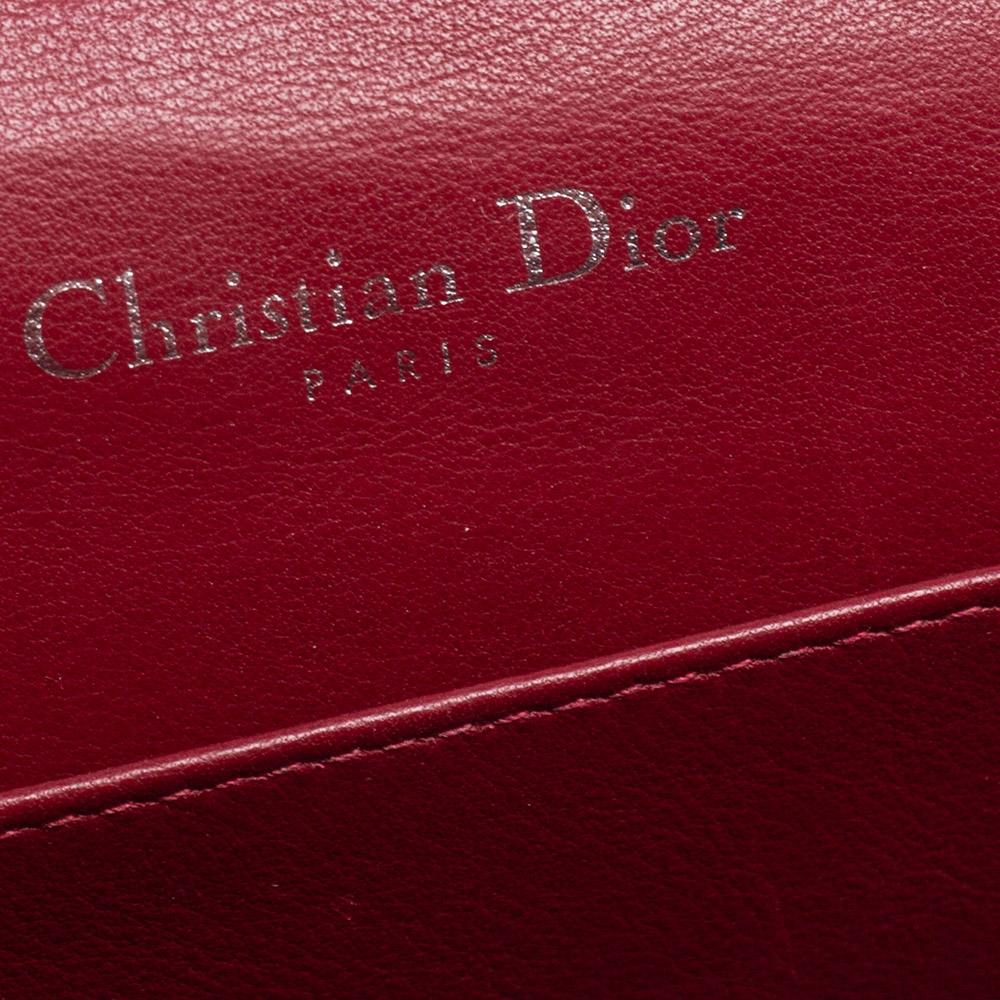 Women's Dior Red Cannage Patent Leather Lady Dior Wallet On Chain