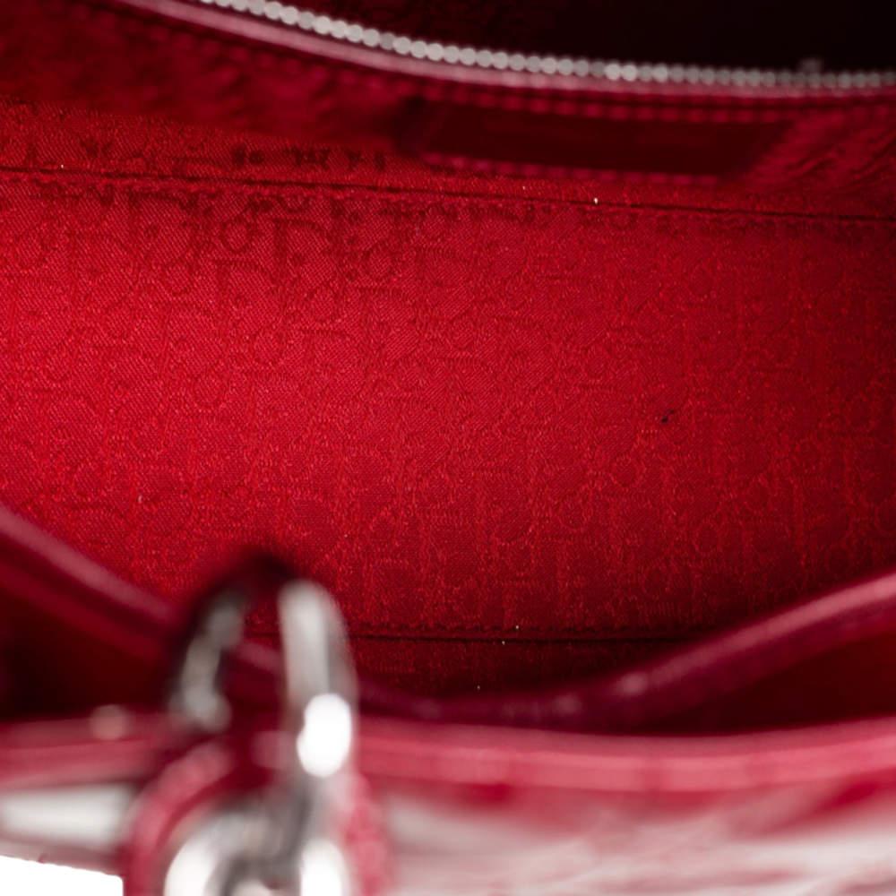 Dior Red Cannage Patent Leather Large Lady Dior Tote 7