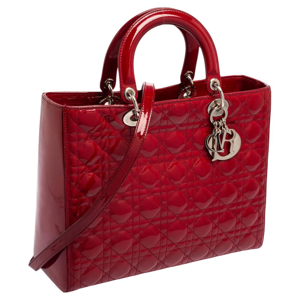red patent lady dior bag