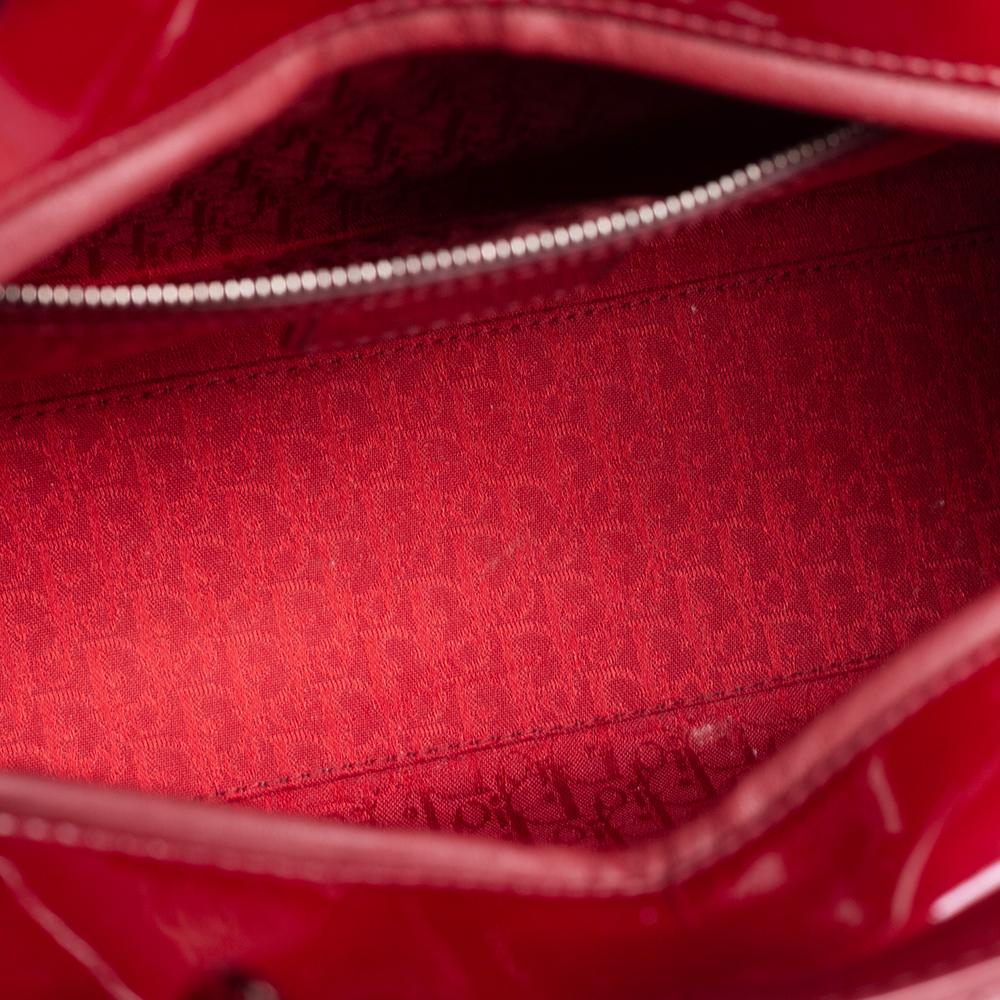 Dior Red Cannage Patent Leather Large Lady Dior Tote 2
