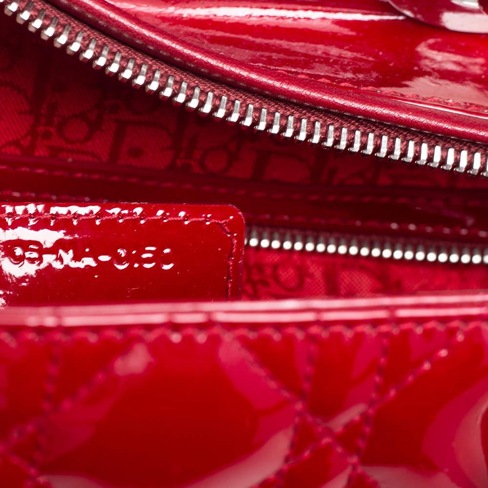 Dior Red Cannage Patent Leather Large Lady Dior Tote 2