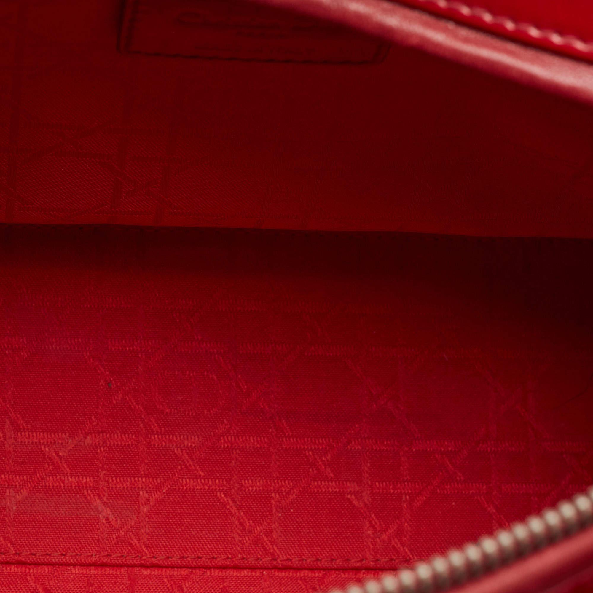 Dior Red Cannage Patent Leather Large Lady Dior Tote 4
