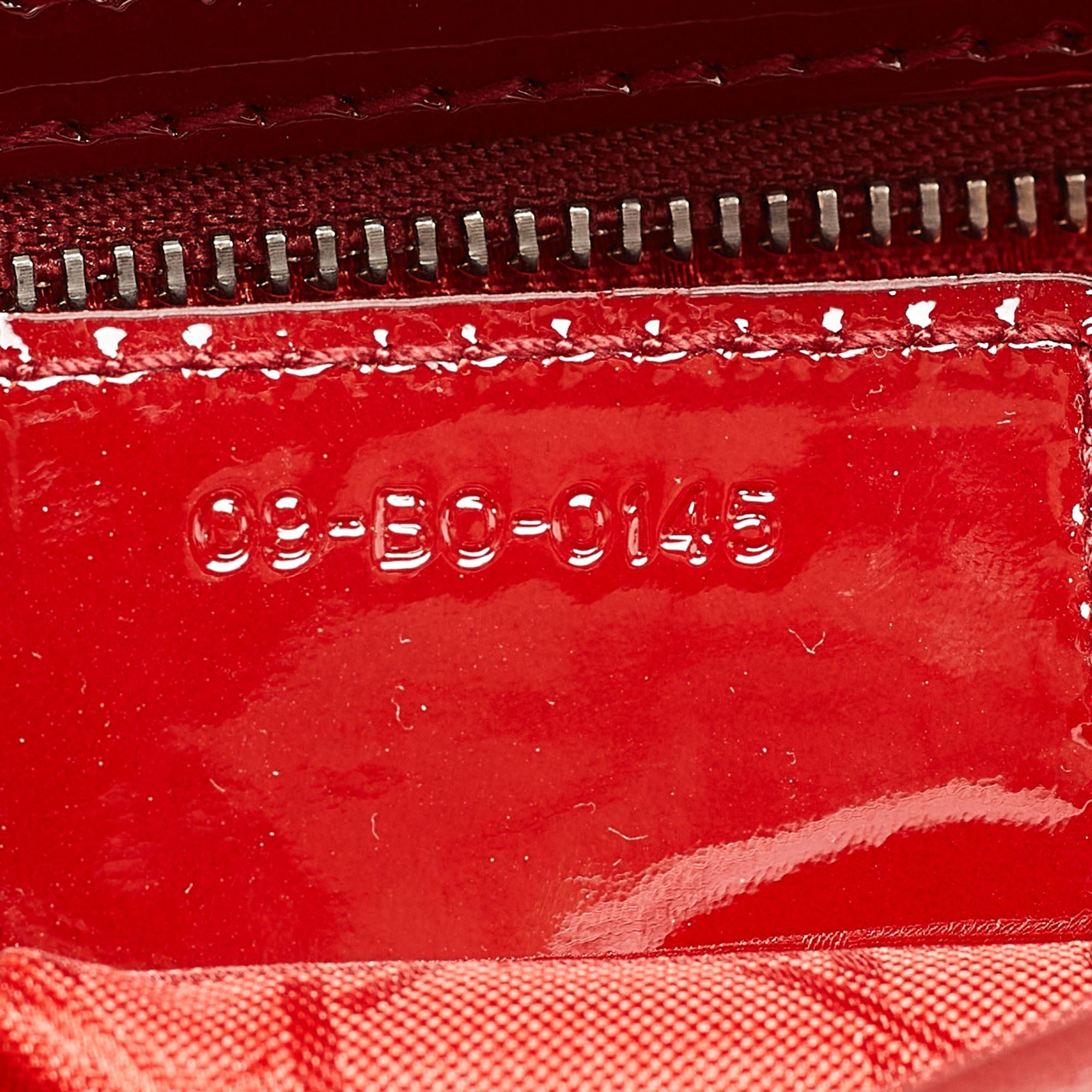 Dior Red Cannage Patent Leather Large Lady Dior Tote For Sale 4