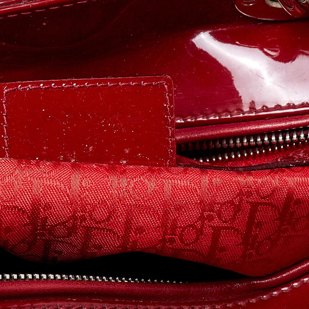 Dior Red Cannage Patent Leather Large Lady Dior Tote 5