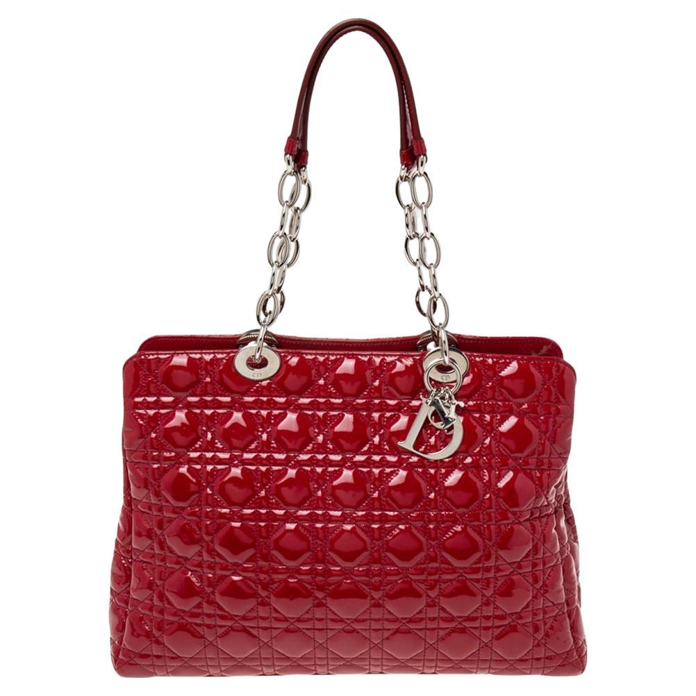 Dior Red Leather Medium Diorissimo Shopper Tote at 1stDibs