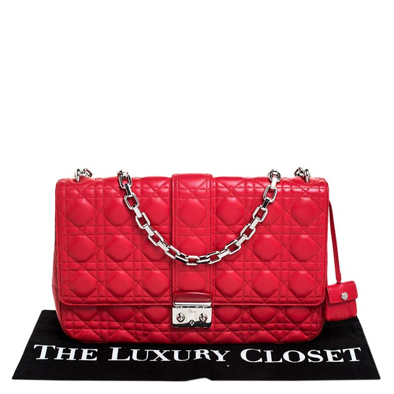 Dior Red Cannage Quilted Leather Large Miss Dior Flap Bag 8