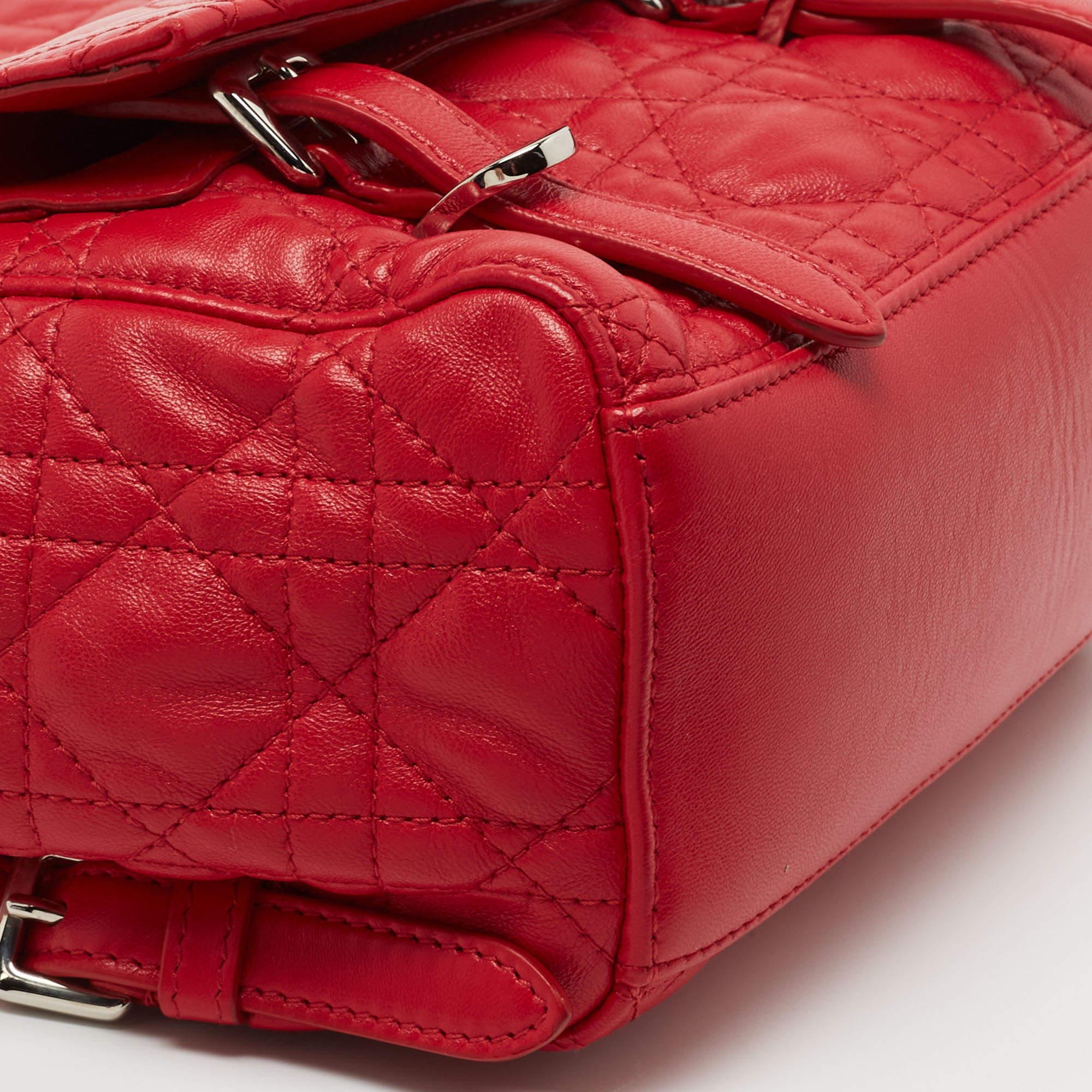 Dior Red Cannage Quilted Leather Small Stardust Backpack 3