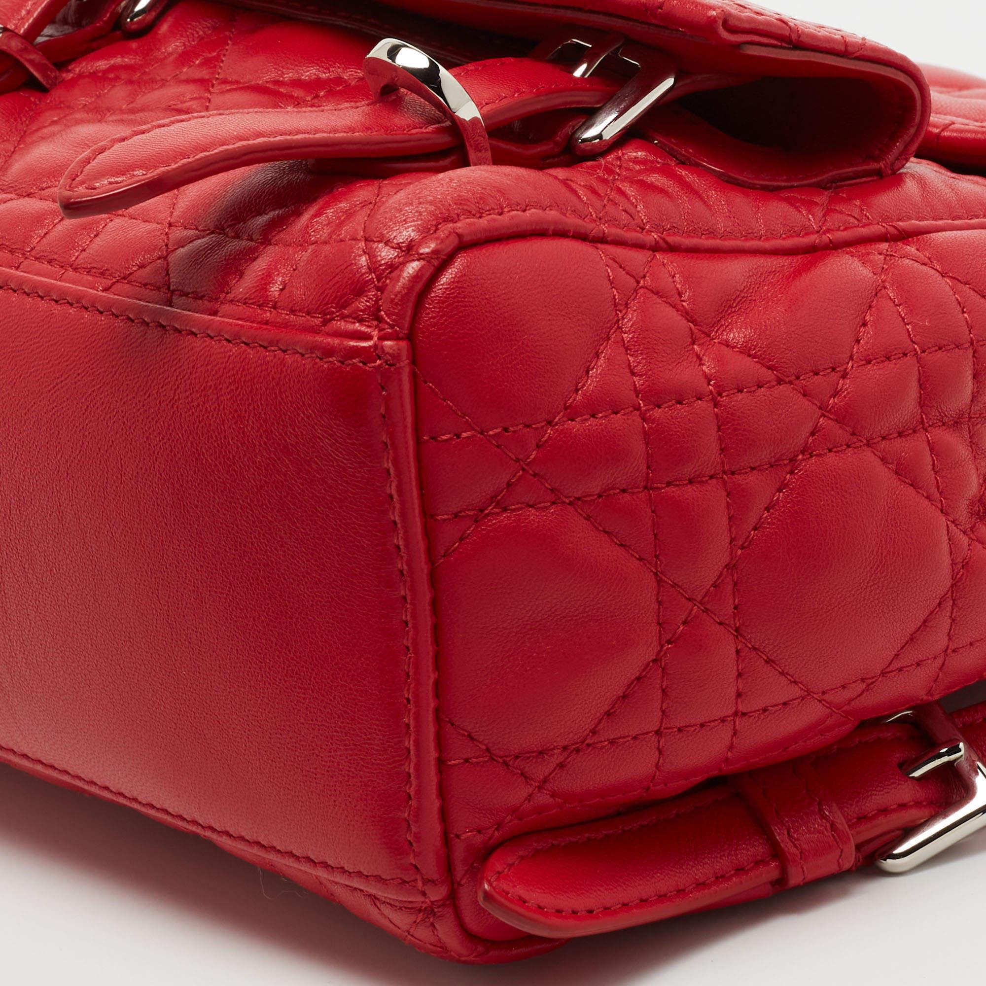 Dior Red Cannage Quilted Leather Small Stardust Backpack 4