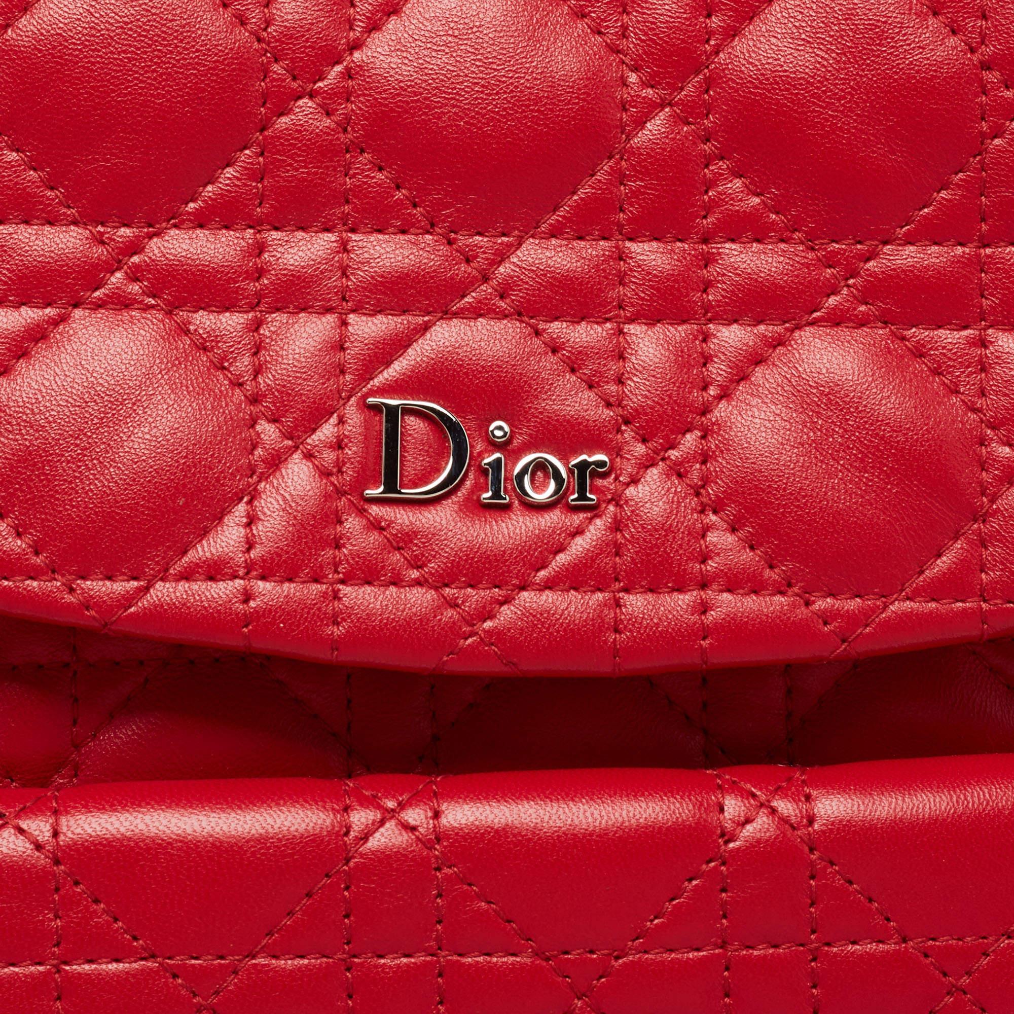 Dior Red Cannage Quilted Leather Small Stardust Backpack 5