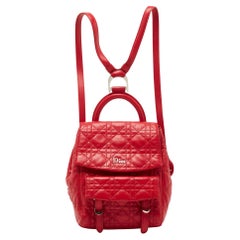 Dior Red Cannage Quilted Leather Small Stardust Backpack