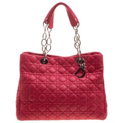 Dior Red Cannage Soft Leather Large Shopping Tote