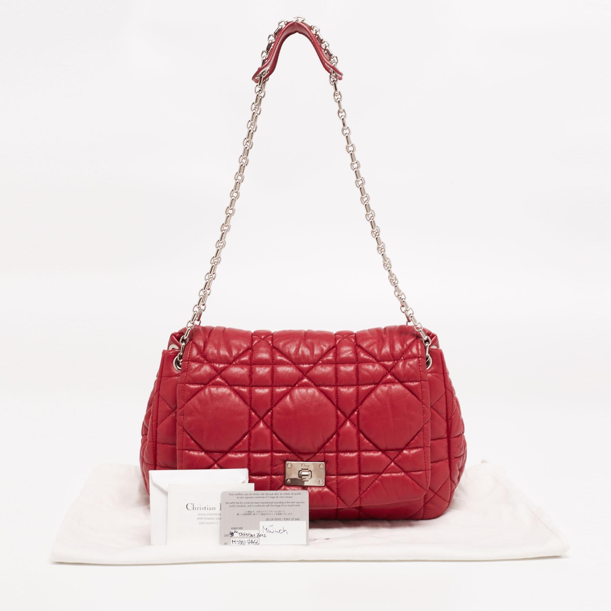 Dior Red Cannage Soft Leather Milly La Forêt Shoulder Bag In Good Condition In Dubai, Al Qouz 2