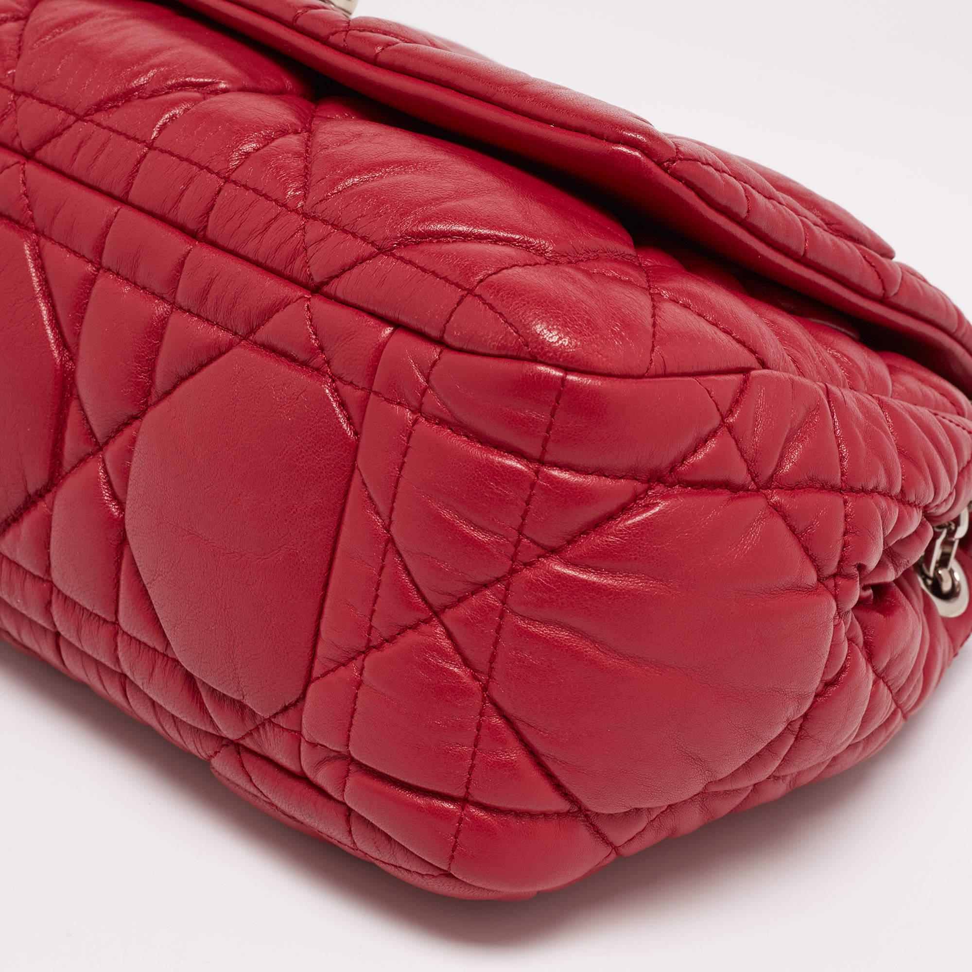 Women's Dior Red Cannage Soft Leather Milly La Forêt Shoulder Bag